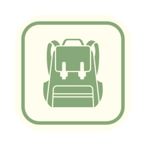 backpack on a trail map square sign