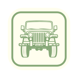 Jeep icon on a trail map square sign