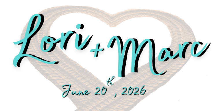 Wooden heart with engraved names Lori and Marc, wedding date June 20, 2026.